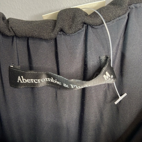 Abercrombie & Fitch NWT Ruched Front Cutout Asymmetrical Midi Dress Black Size M - Picture 11 of 15